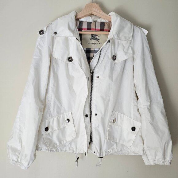 Burberry Jackets & Blazers - Burberry London Hooded Rain Jacket - White - US6